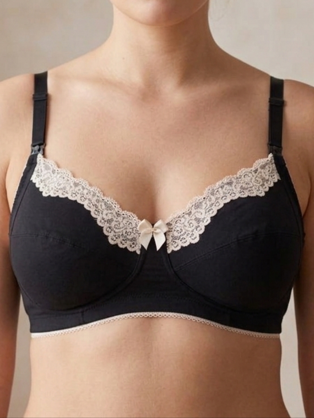NWOT Hotmilk "Mode" Black & Nude Lace Maternity & Nursing Bra SZ-34D